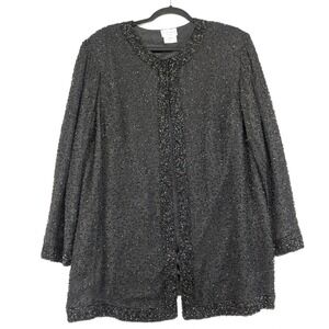 Stenay‎ Woman Black Beaded Jacket Blazer Cardigan 2X